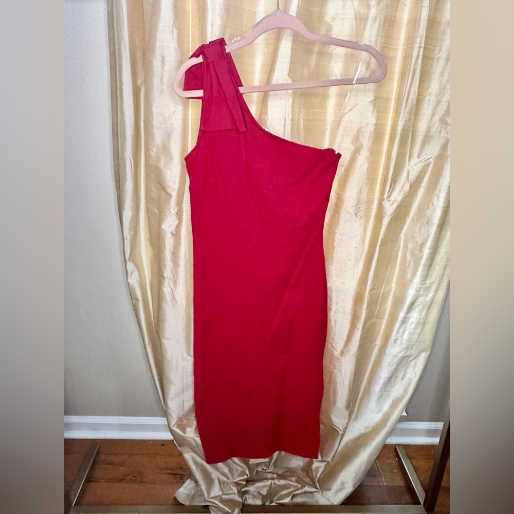 Red bow midi dress